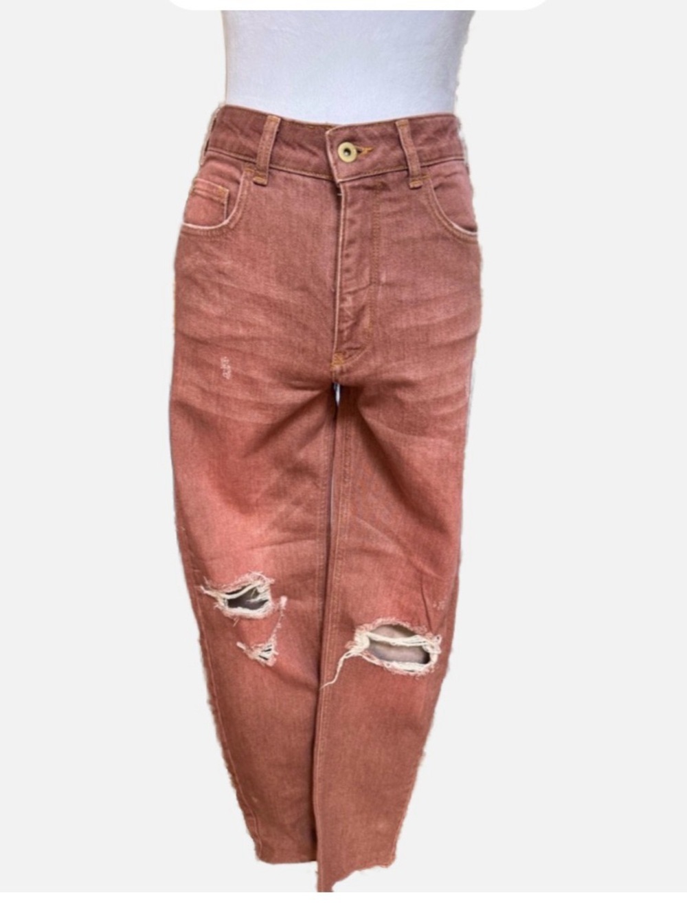 Anthropologie Pilcro Salmon Rust Red Straight-Leg Cropped Ankle Jeans - Picture 8 of 9